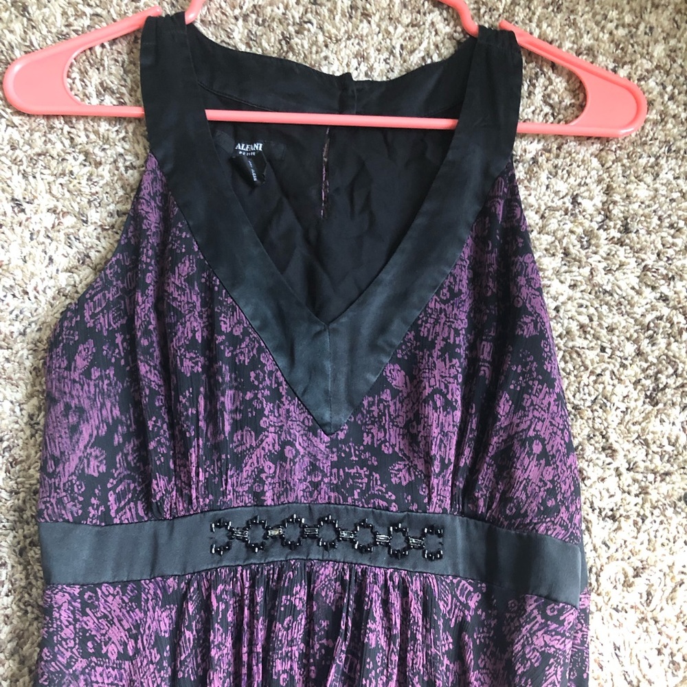Long, purple, black sheer dress